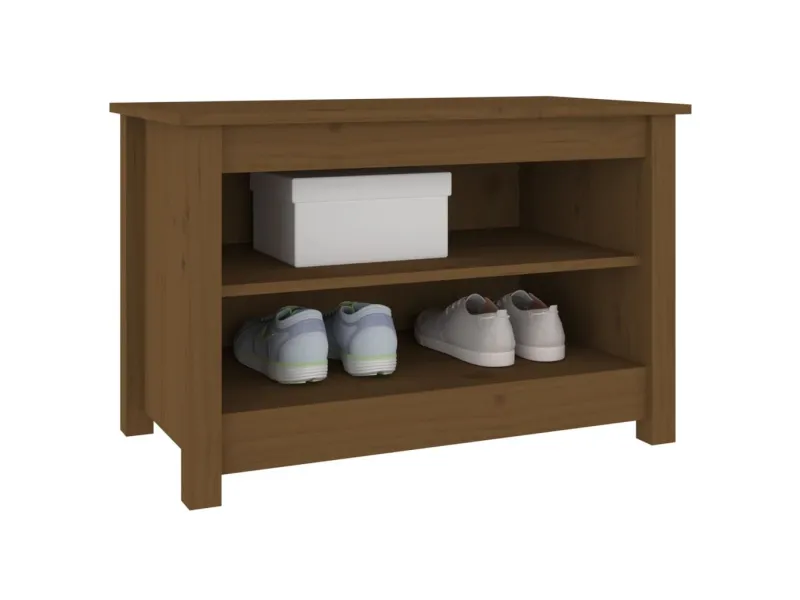 Banc à chaussures Marron miel 70x38x45,5 cm Pin massif