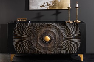 Buffet design minimale en bois massif coloris naturelle 165cm pas cher 2