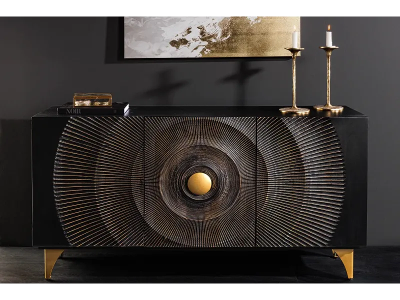 Buffet design minimale en bois massif coloris naturelle 165cm pas cher