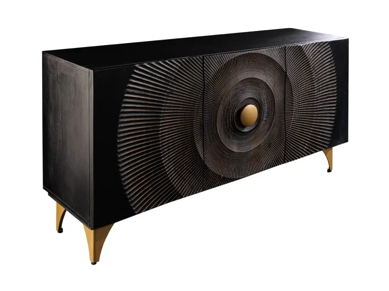 Buffet design minimale en bois massif coloris naturelle 165cm pas cher