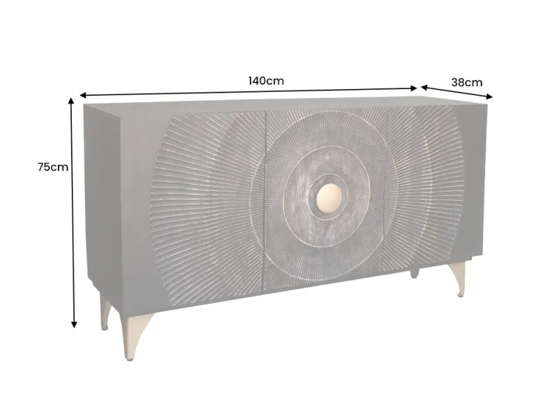 Buffet design minimale en bois massif coloris naturelle 165cm pas cher