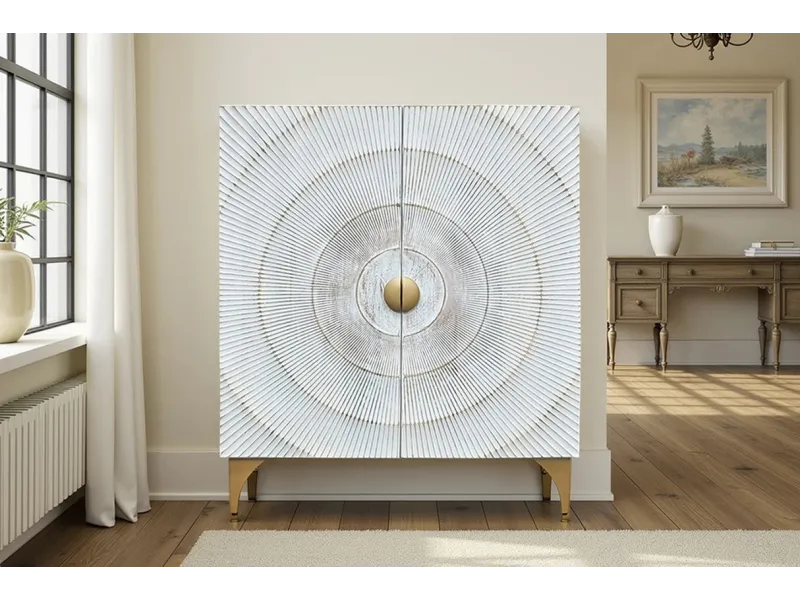 Buffet en bois massif coloris marron 165cm pas cher