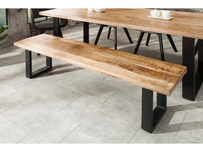 Banc IRON CRAFT 170 cm – Bois de manguier & fer, style industriel