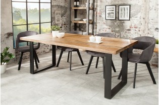 Table à manger en bois massif coloris naturel 240cm pas cher