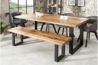 Table à manger en bois massif coloris naturel 240cm pas cher 2