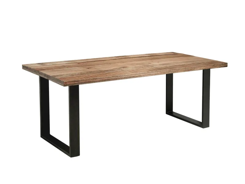 Table à manger en bois massif coloris naturel 240cm pas cher