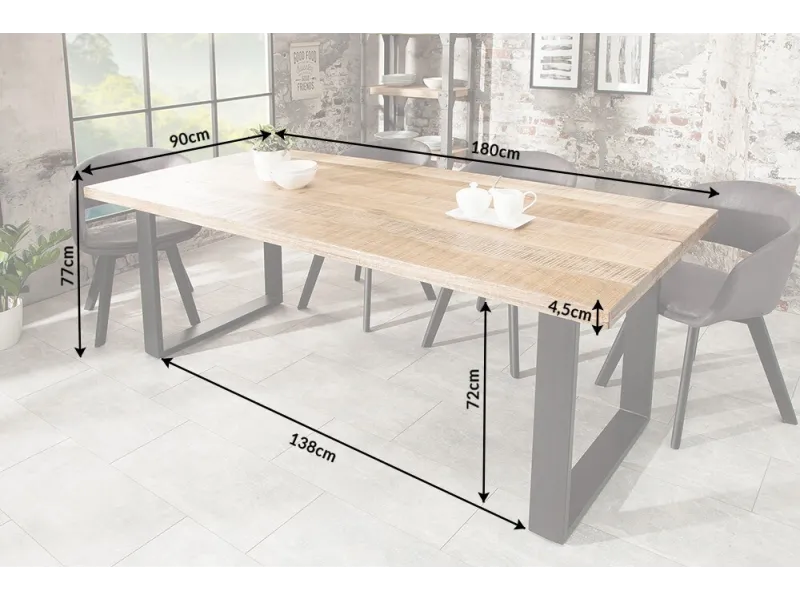Table à manger en bois massif coloris naturel 240cm pas cher