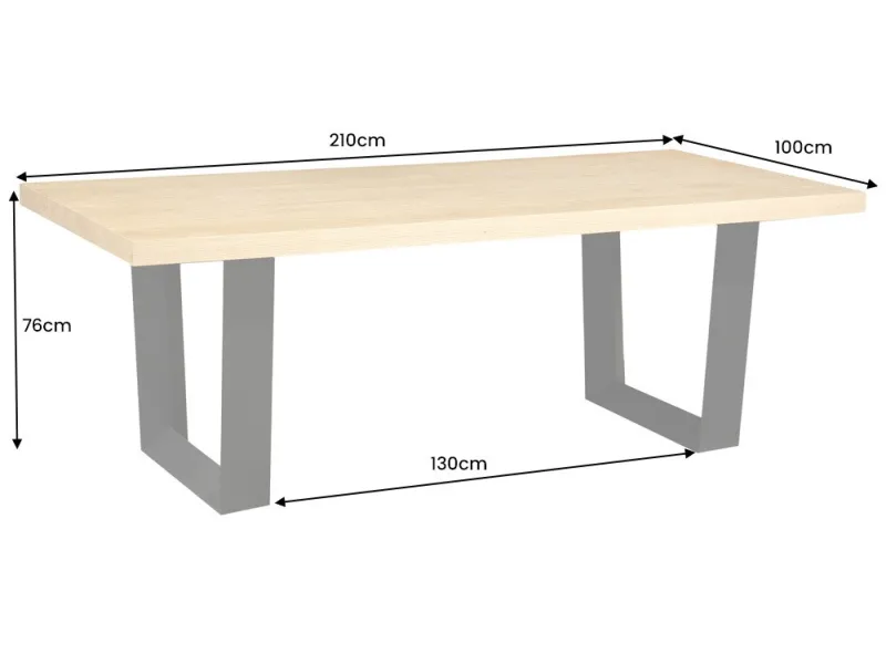Table ZEUS 210 cm chêne naturel U métal noir | Adenia Home