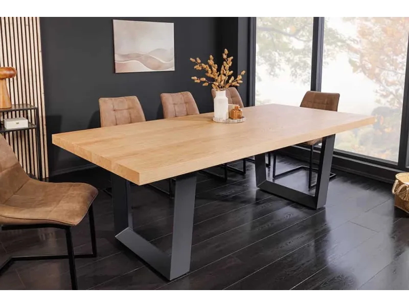 Table ZEUS 210 cm chêne naturel U métal noir | Adenia Home