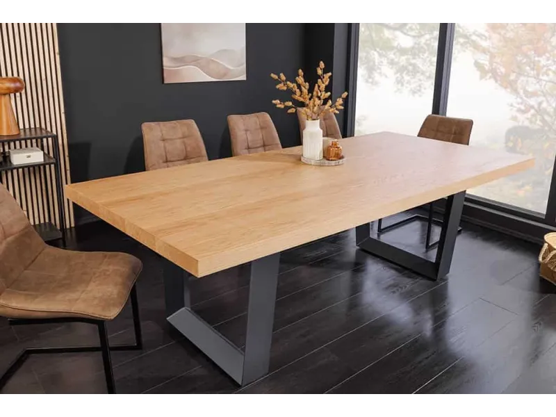 Table ZEUS 210 cm chêne naturel U métal noir | Adenia Home