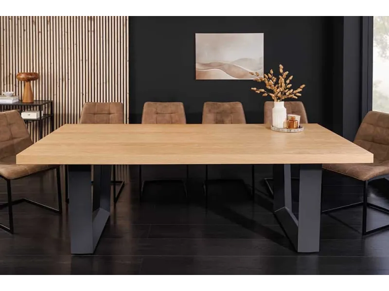 Table ZEUS 210 cm chêne naturel U métal noir | Adenia Home