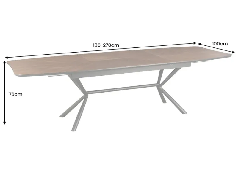 Table GRANDEZZA 180–270 cm noyer naturel métal noir | Adenia Home