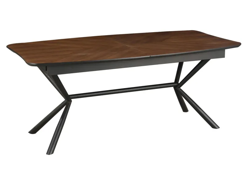 Table GRANDEZZA 180–270 cm noyer naturel métal noir | Adenia Home