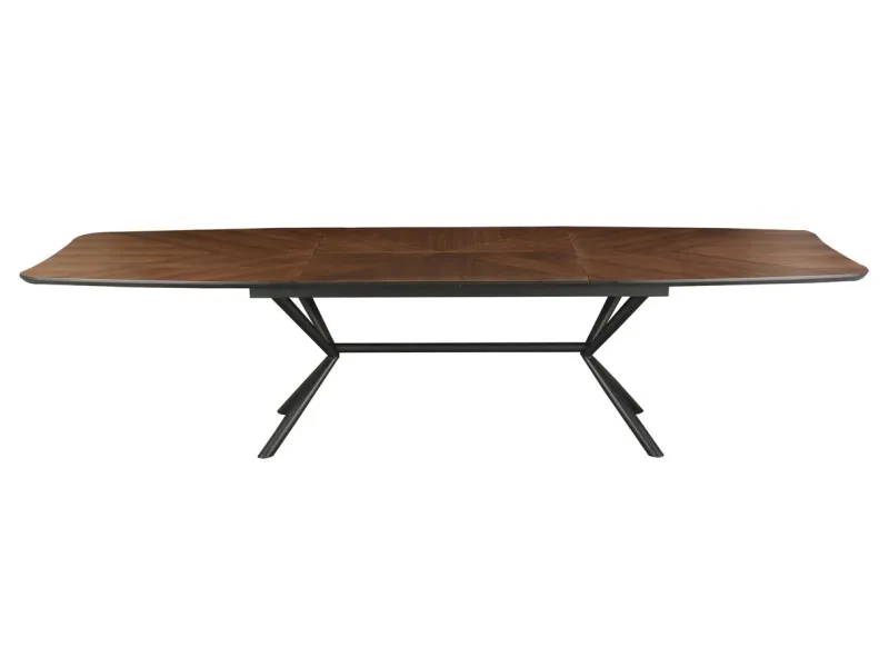 Table GRANDEZZA 180–270 cm noyer naturel métal noir | Adenia Home
