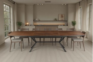 Table GRANDEZZA 180–270 cm noyer naturel métal noir | Adenia Home 2