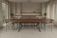Table GRANDEZZA 180–270 cm noyer naturel métal noir | Adenia Home