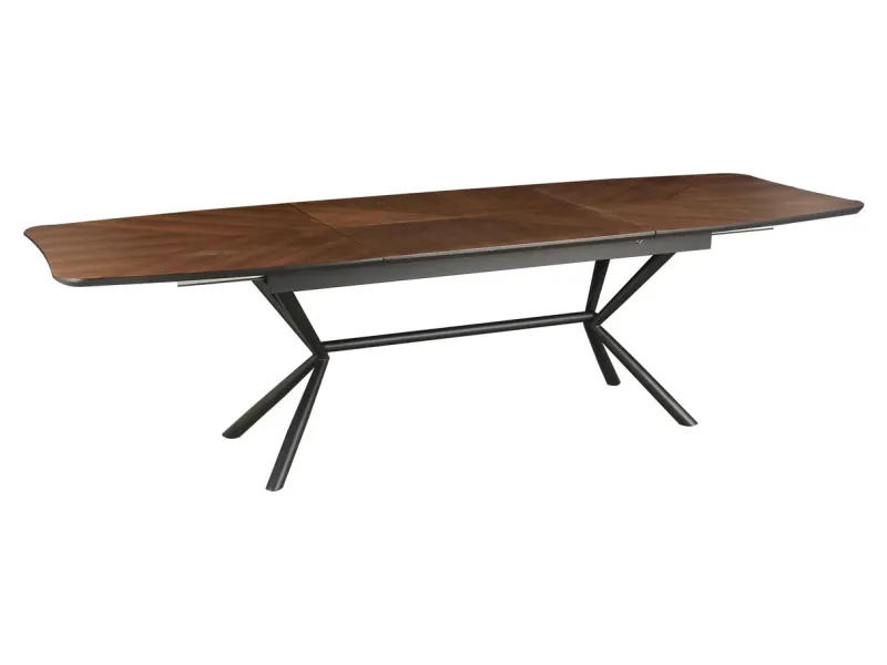 Table GRANDEZZA 180–270 cm noyer naturel métal noir | Adenia Home
