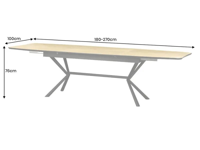 Table GRANDEZZA 180–270 cm chêne naturel métal noir | Adenia Home
