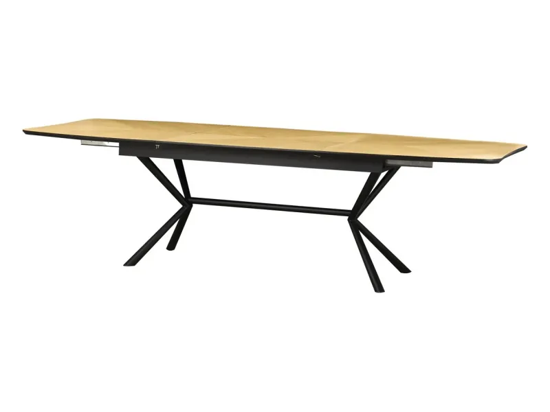 Table GRANDEZZA 180–270 cm chêne naturel métal noir | Adenia Home