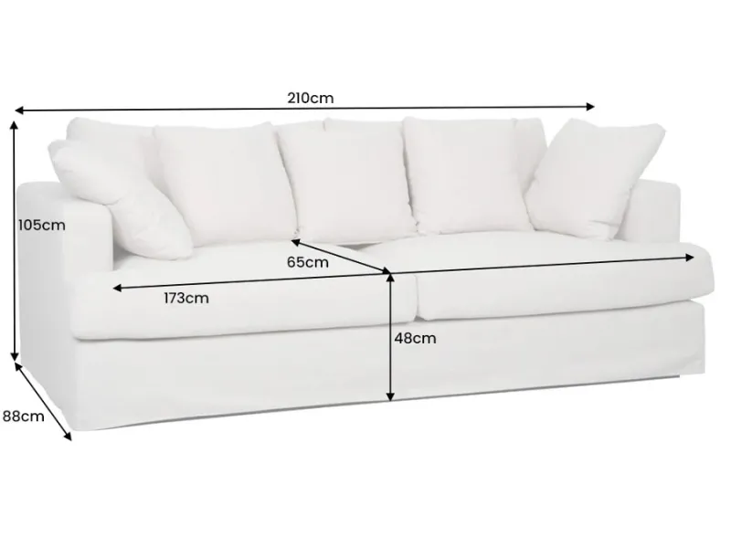 Canapé HEAVEN 3 places lin naturel 210 cm | Adenia Home