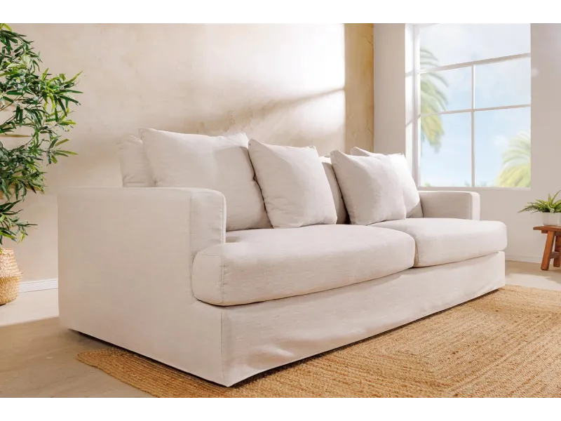 Canapé HEAVEN 3 places lin naturel 210 cm | Adenia Home