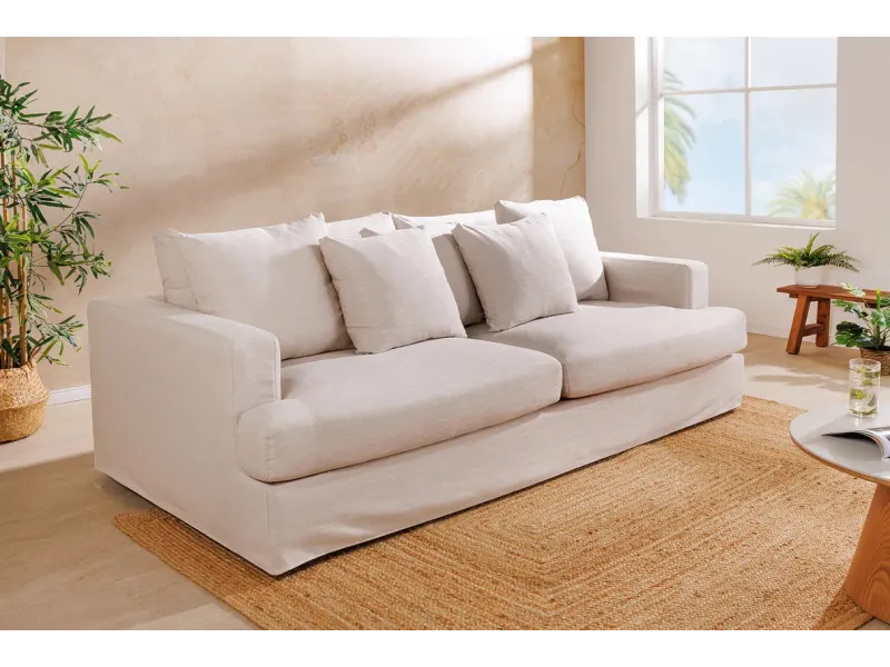 Canapé HEAVEN 3 places lin naturel 210 cm | Adenia Home