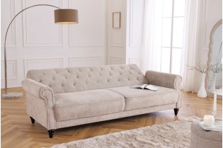 Canapé-lit Chesterfield 3 places grège bouclé | Adenia Home 2