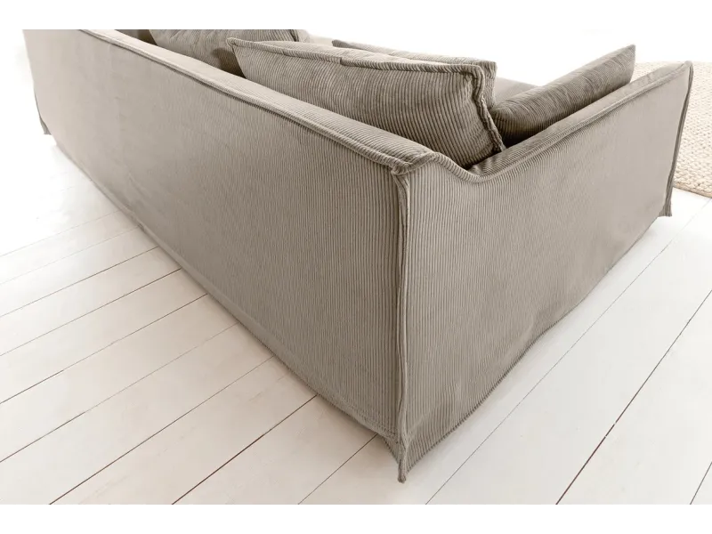 Canapé HEAVEN 3 places velours côtelé grège | Adenia Home