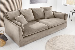 Canapé HEAVEN 3 places velours côtelé grège | Adenia Home