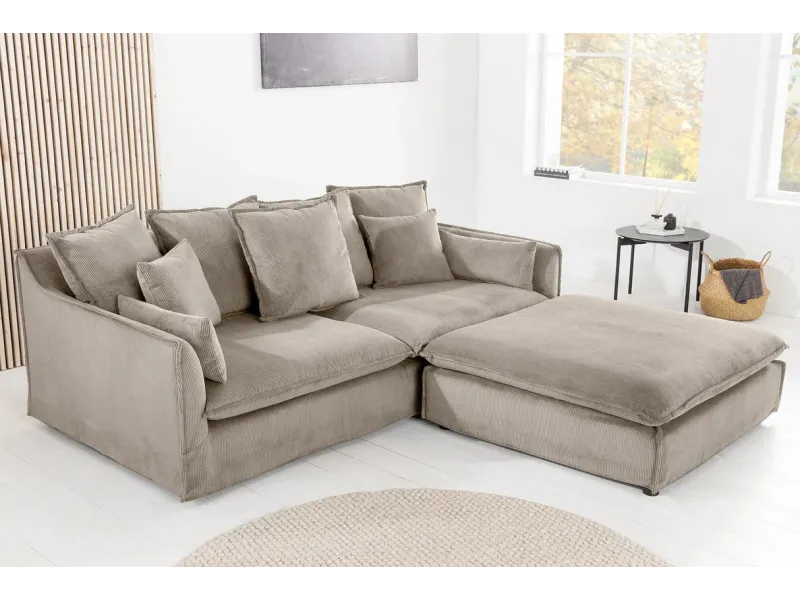 Canapé HEAVEN 3 places velours côtelé grège | Adenia Home