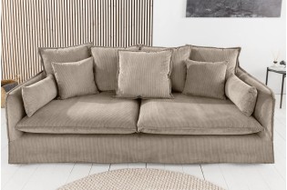 Canapé HEAVEN 3 places velours côtelé grège | Adenia Home 2