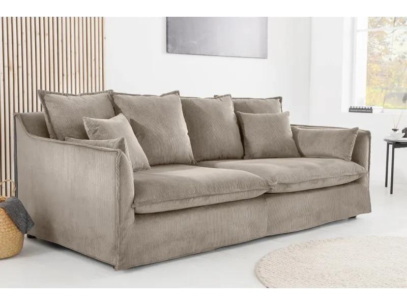 Canapé HEAVEN 3 places velours côtelé grège | Adenia Home