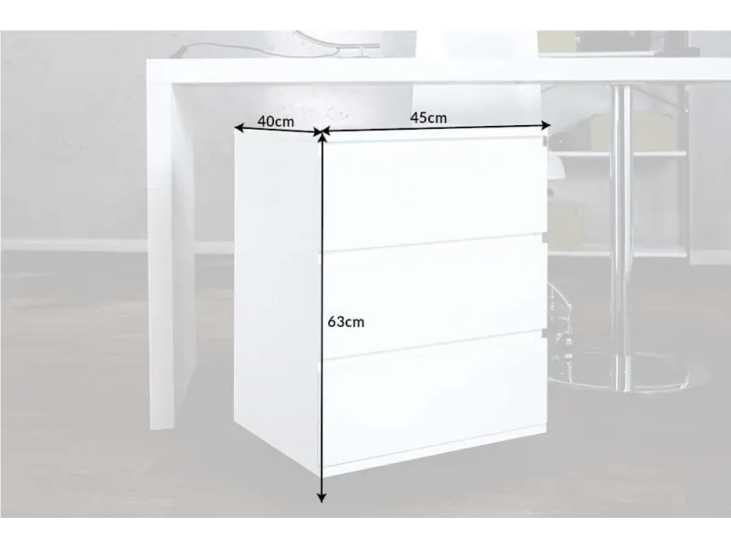 Caisson Bureau Blanc Pas Cher | Mobile & Bois à 3 tiroirs