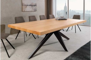 Table ZEUS 200 cm chêne naturel étoile métal noir | Adenia Home