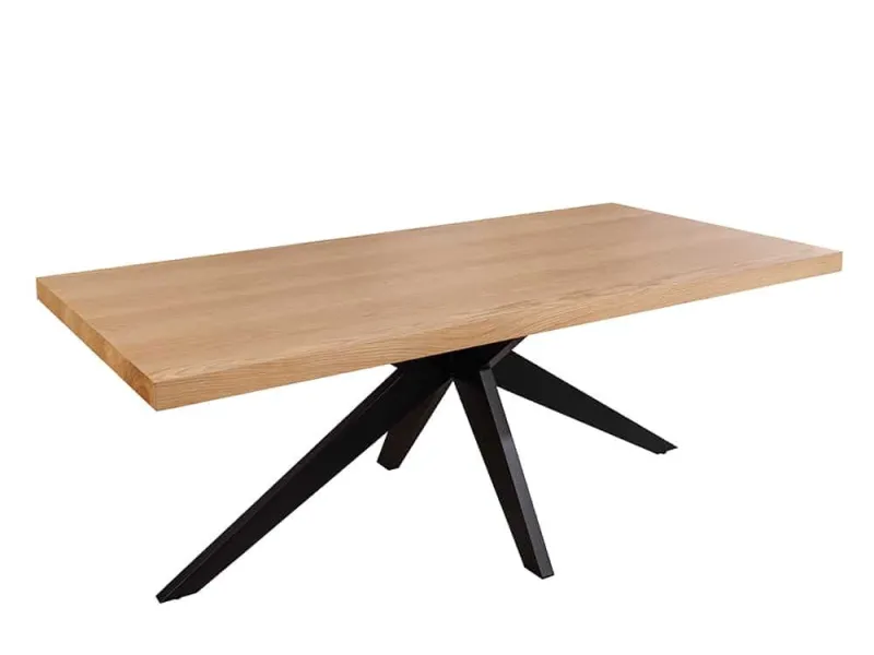 Table ZEUS 200 cm chêne naturel étoile métal noir | Adenia Home