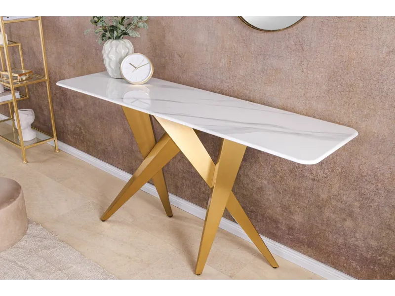 Console design scandinave coloris blanc et chêne naturel avec 2 tiroirs pas cher