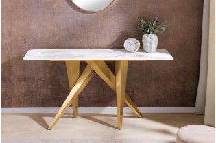 Console design scandinave coloris blanc et chêne naturel avec 2 tiroirs pas cher 2