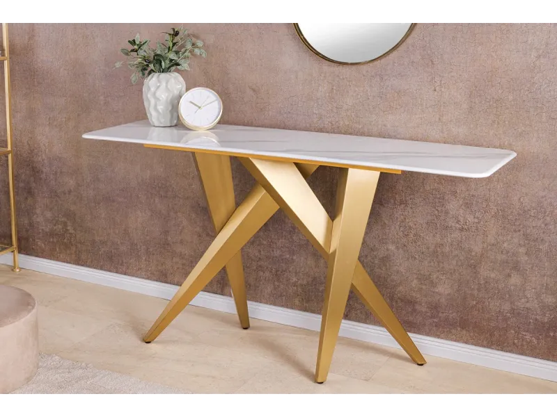 Console design scandinave coloris blanc et chêne naturel avec 2 tiroirs pas cher