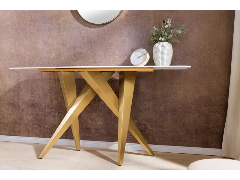 Console design scandinave coloris blanc et chêne naturel avec 2 tiroirs pas cher