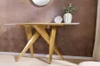 Console design scandinave coloris blanc et chêne naturel avec 2 tiroirs pas cher