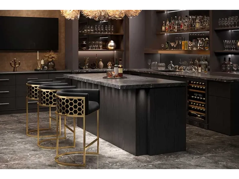 Tabouret de bar 100cm coloris gris taupe avec accoudoirs pas cher