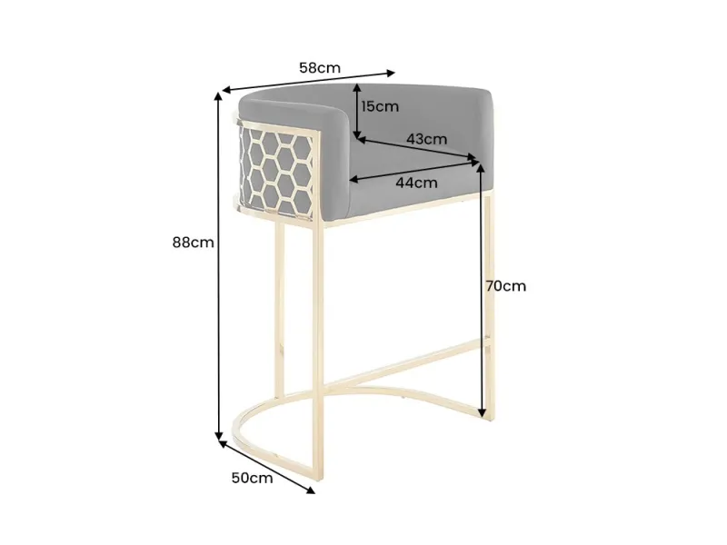 Tabouret de bar 100cm coloris gris taupe avec accoudoirs pas cher