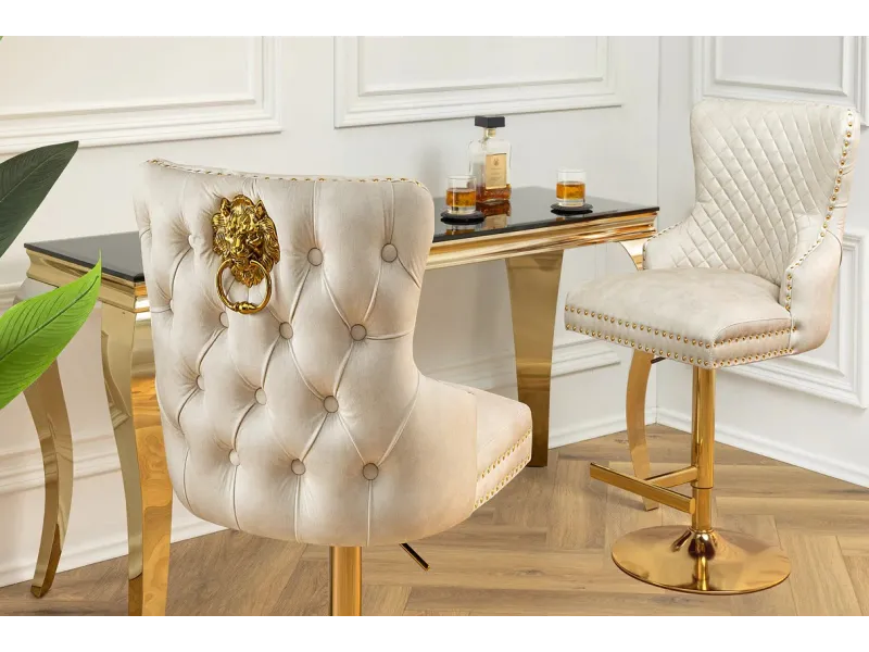 Tabouret de bar 100cm en velours coloris jaune moutarde avec accoudoirs pas cher