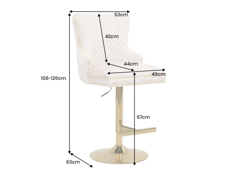 Tabouret de bar 100cm en velours coloris jaune moutarde avec accoudoirs pas cher