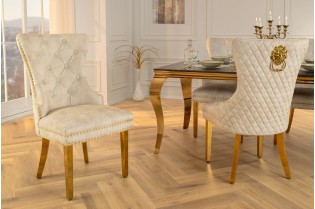 Fauteuil baroque en velours gris style capitonné Chaises de salle à...