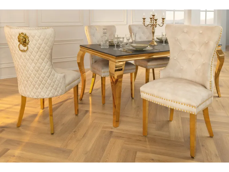 Fauteuil baroque en velours gris style capitonné Chaises de salle à...