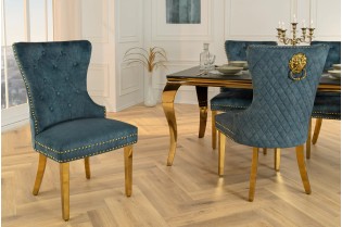 Fauteuil baroque en velours gris style capitonné Chaises de salle à...