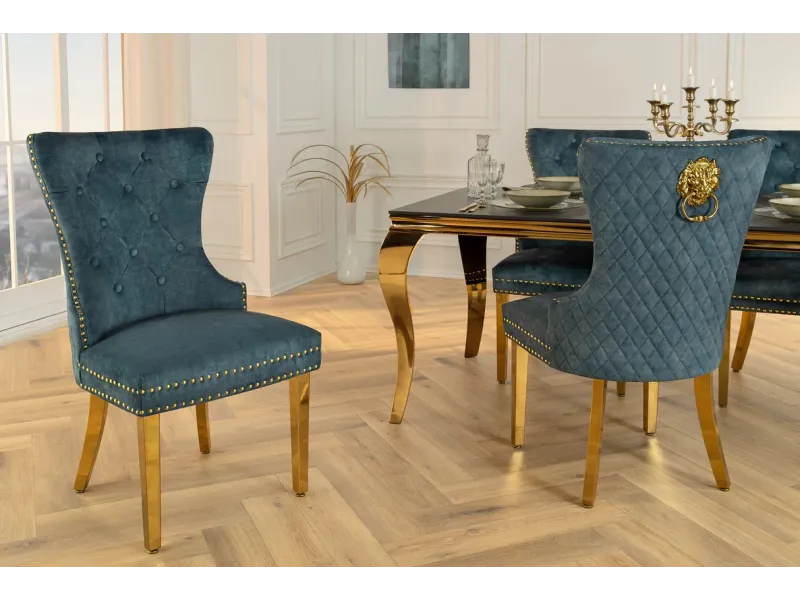 Fauteuil baroque en velours gris style capitonné Chaises de salle à...