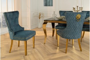 Fauteuil baroque en velours gris style capitonné Chaises de salle à... 2