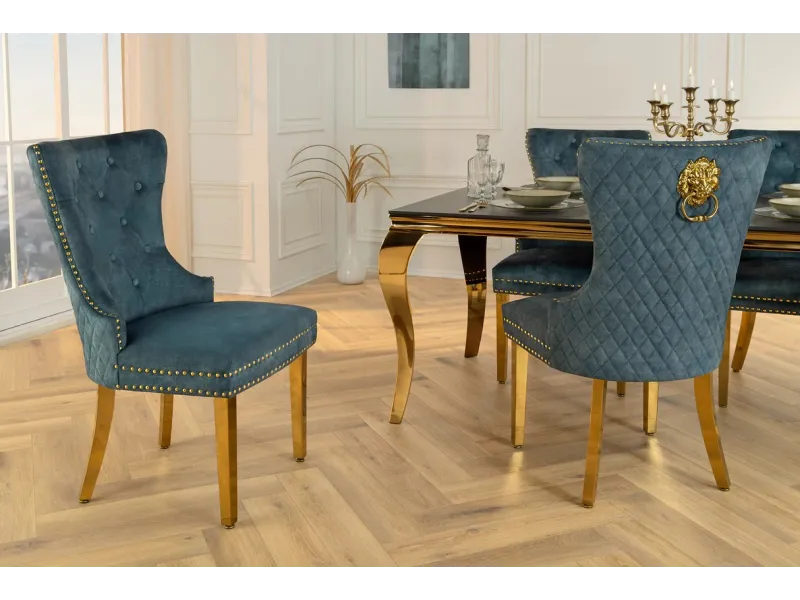 Fauteuil baroque en velours gris style capitonné Chaises de salle à...